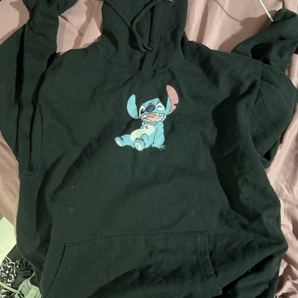 Disney Black Hoodie with Stitch Design
